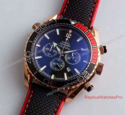 Japan Grade Fake Omega Planet Ocean 600m Chronograph Black Orange Rubber